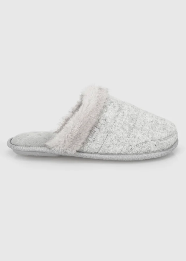 Totes Isotoner Grey Brushed Marl Mule Slippers