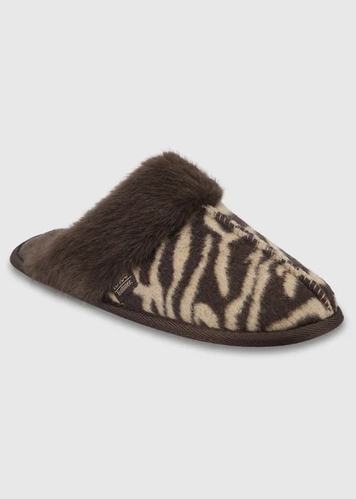 Totes Isotoner Brown Animal Print Mule Slippers - 6 Image 3