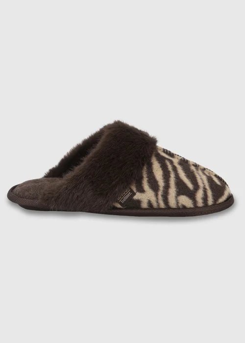 Totes Isotoner Brown Animal Print Mule Slippers - 6 Image 1