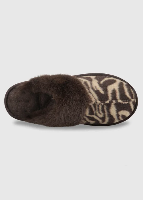 Totes Isotoner Brown Animal Print Mule Slippers - 6 Image 5