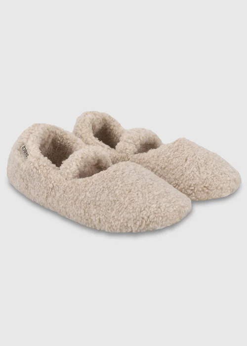 Totes Isotoner Natural Oat Borg Mary Jane Ballet Slippers - 7 Image 4