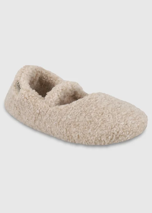 Totes Isotoner Natural Oat Borg Mary Jane Ballet Slippers - 7 Image 3