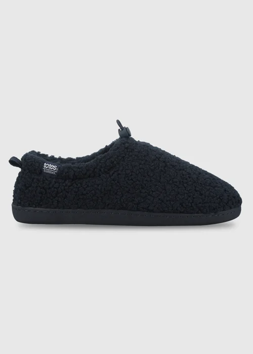 Totes Isotoner Navy Blue Borg Full Back Slippers with Toggle - 8 Image 1