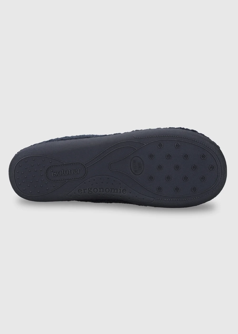Totes Isotoner Navy Blue Borg Full Back Slippers with Toggle - 8 Image 6