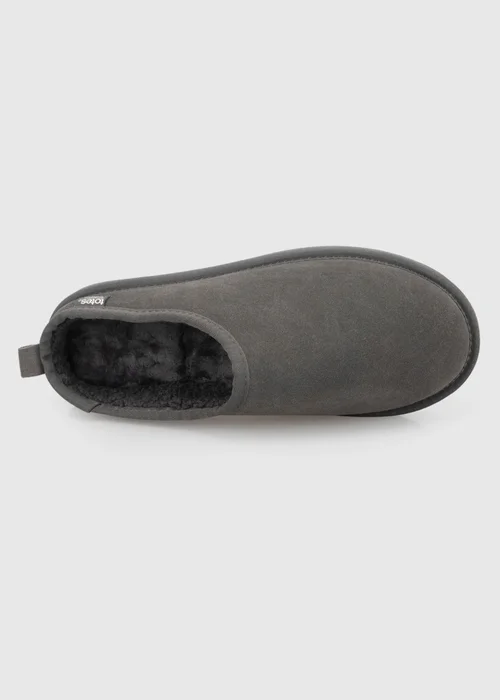 Totes Isotoner Grey Suede Mule Slippers with Borg Lining - 8 Image 5