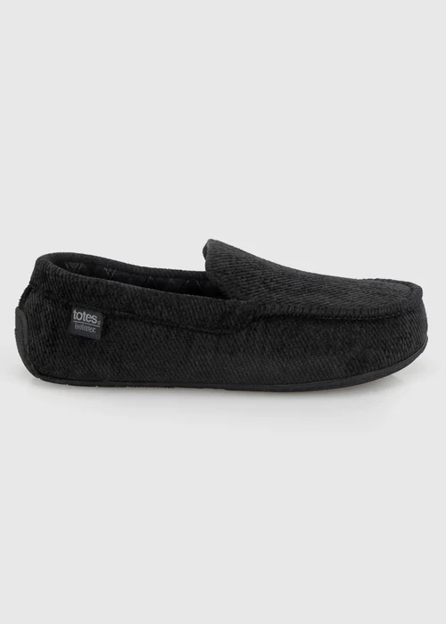 Totes Isotoner Black Soft Cord Moccasin Slippers - 8 Image 1