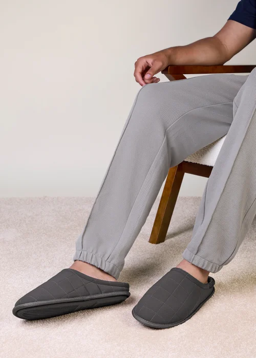 Totes Isotoner Charcoal Grey Quilted Mule Slippers - 8 Image 2
