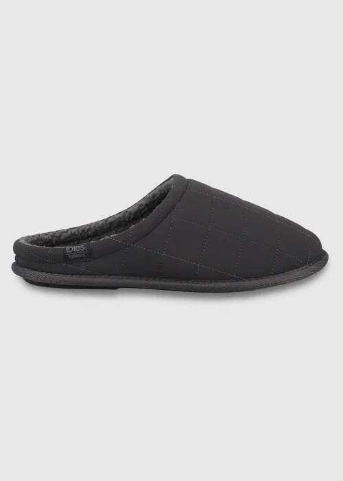 Totes Isotoner Charcoal Grey Quilted Mule Slippers - 8 Image 1
