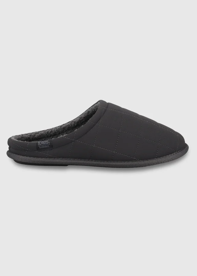 Totes Isotoner Charcoal Grey Quilted Mule Slippers