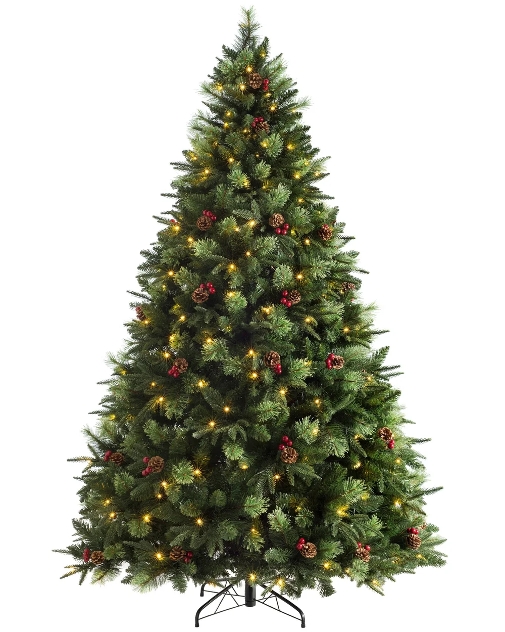 WeRChristmas Green Pre-Lit Victorian Christmas Tree With Berries Pinecones & Warm White Leds 5 Ft - No Size Image 1
