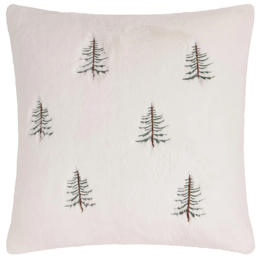 Furn Winter Pines 45cm x 45cm Faux Fur Cushions Ecru - 45cm x 45cm Image 2