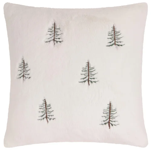Furn Winter Pines 45cm x 45cm Faux Fur Cushions Ecru - 45cm x 45cm Image 2