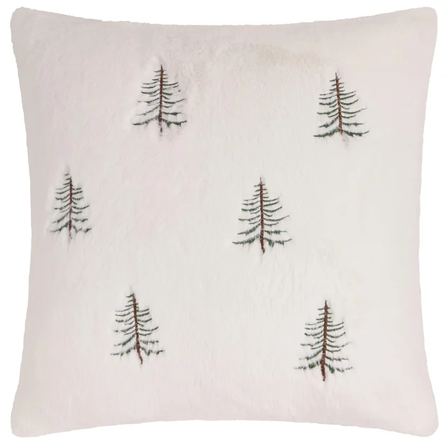 Furn Winter Pines 45cm x 45cm Faux Fur Cushions Ecru