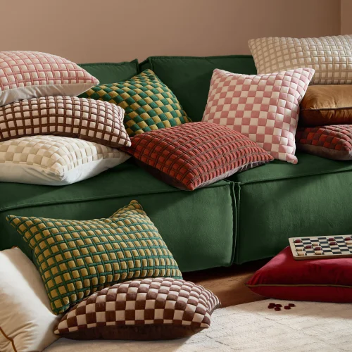 Furn Softie Grid 40x60cm Quilted Cushions Cinnamon / Chocolate - 40x60cm Image 4
