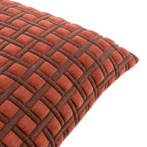 Furn Softie Grid 40x60cm Quilted Cushions Cinnamon / Chocolate - 40x60cm Image 3