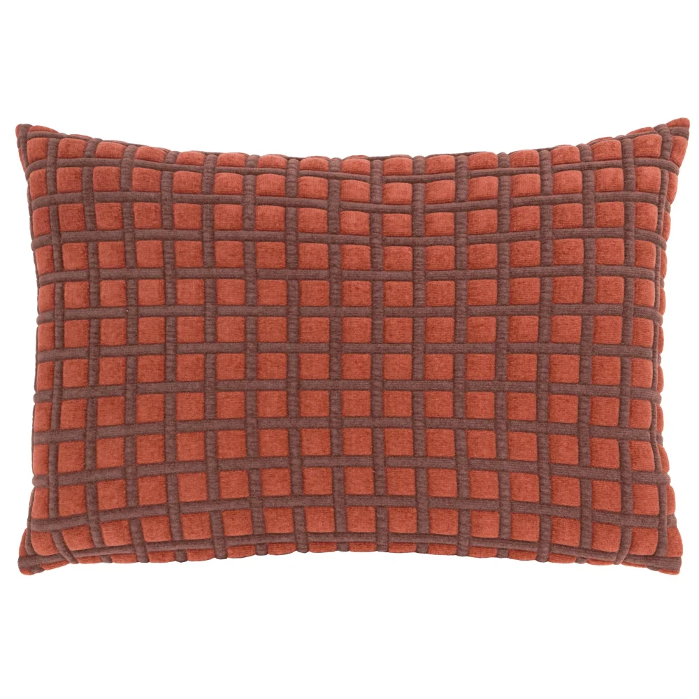 Furn Softie Grid 40x60cm Quilted Cushions Cinnamon / Chocolate - 40x60cm Image 2
