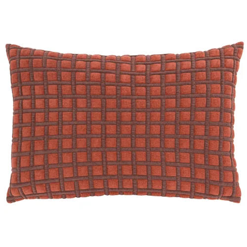 Furn Softie Grid 40x60cm Quilted Cushions Cinnamon / Chocolate - 40x60cm Image 2