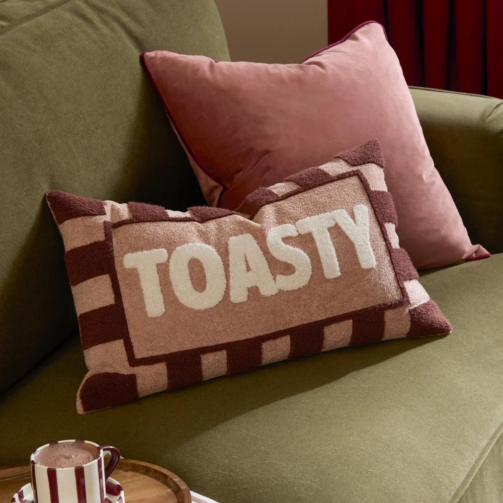 Furn Toasty 30 x 50cm Boucle Cushions Pink/Chocolate - 30 x 50cm Image 1