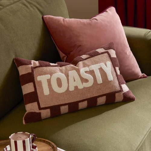 Furn Toasty 30 x 50cm Boucle Cushions Pink/Chocolate - 30 x 50cm Image 1