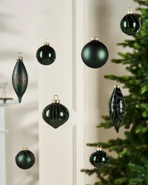 WeRChristmas Sage Green Glass Christmas Baubles 20 Pack 6.6 Cm - No Size Image 2