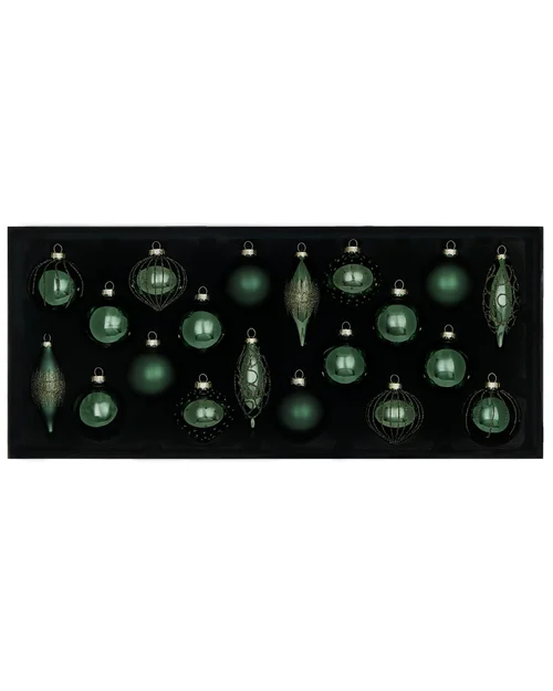 WeRChristmas Sage Green Glass Christmas Baubles 20 Pack 6.6 Cm - No Size Image 1