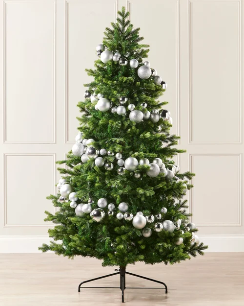 WeRChristmas Silver Christmas Tree Garland Decoration With 84 Mixed Finish Baubles 9 Ft - No Size Image 2