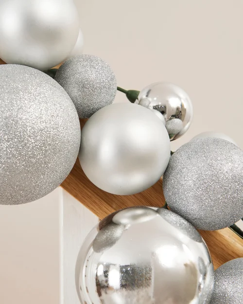 WeRChristmas Silver Christmas Tree Garland Decoration With 84 Mixed Finish Baubles 9 Ft - No Size Image 5