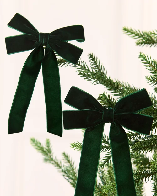 WeRChristmas Sage Green Set Of 20 Velvet Double Christmas Bows 16.5 Cm - No Size Image 4