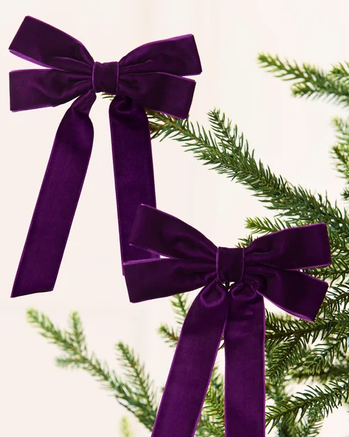 WeRChristmas Purple Set Of 20 Velvet Double Christmas Bows 16.5 Cm - No Size Image 3
