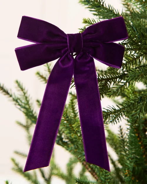 WeRChristmas Purple Set Of 20 Velvet Double Christmas Bows 16.5 Cm - No Size Image 2