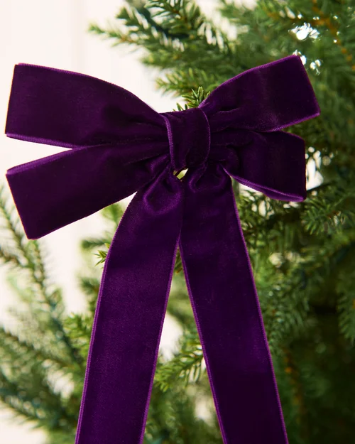 WeRChristmas Purple Set Of 20 Velvet Double Christmas Bows 16.5 Cm - No Size Image 4