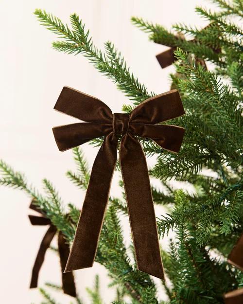 WeRChristmas Mocha Set Of 20 Velvet Double Christmas Bows 16.5 Cm - No Size Image 3