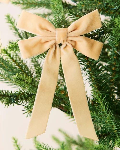 WeRChristmas Latte Set Of 20 Velvet Double Christmas Bows 16.5 Cm - No Size Image 2