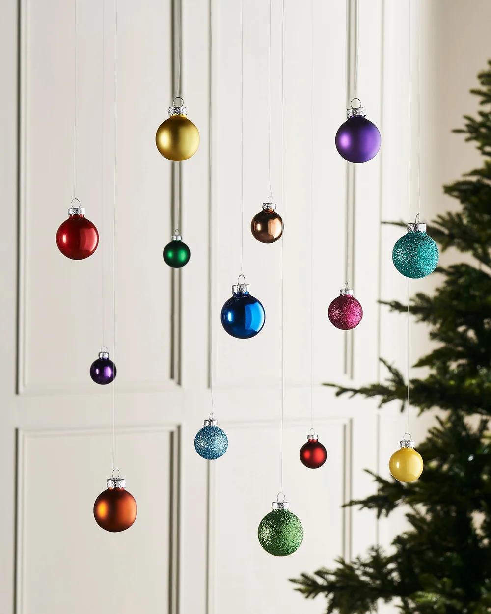 WeRChristmas Multi-Colour Set Of 24 Mini Glass Christmas Tree Baubles 3 Cm - No Size Image 2