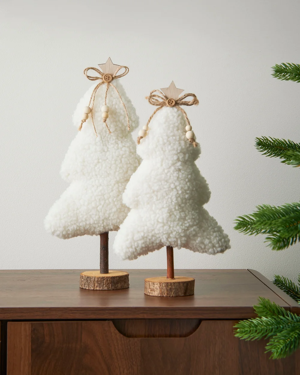 WeRChristmas Set Of 2 Sherpa Christmas Trees Tabletop Trees 34 Cm & 30 Cm - No Size Image 6
