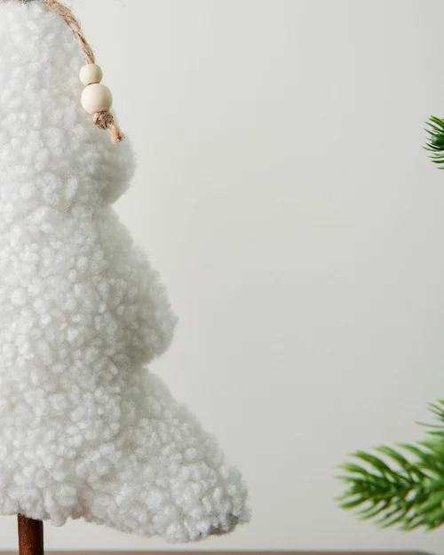 WeRChristmas Set Of 2 Sherpa Christmas Trees Tabletop Trees 34 Cm & 30 Cm - No Size Image 4
