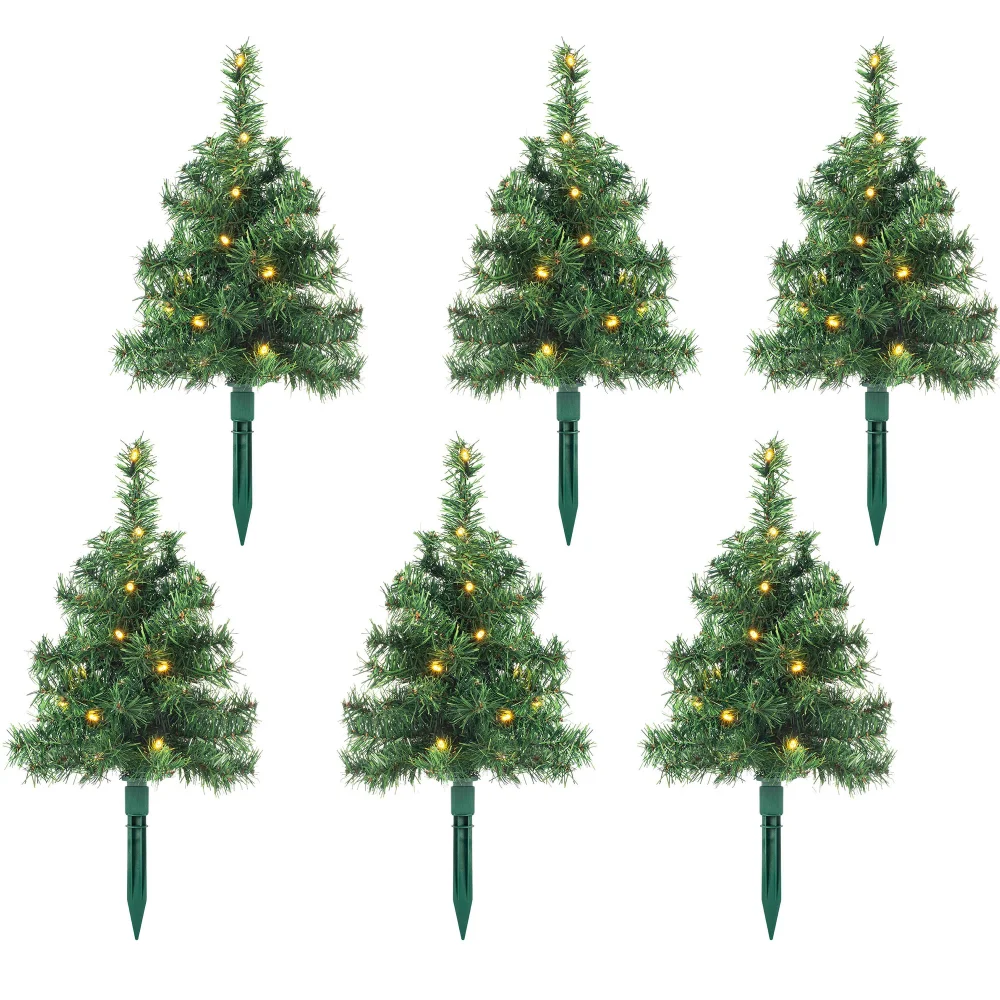 WeRChristmas White Set Of 6 Christmas Tree Pathway Stake Lights 90 Warm White Leds 30 Cm - No Size Image 1