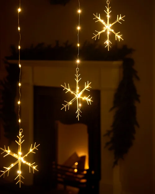 WeRChristmas White Snowflake Curtain String Lights 336 Warm White Leds 1.2 M - No Size Image 5