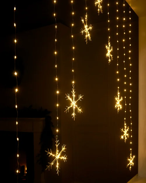 WeRChristmas White Snowflake Curtain String Lights 336 Warm White Leds 1.2 M - No Size Image 3
