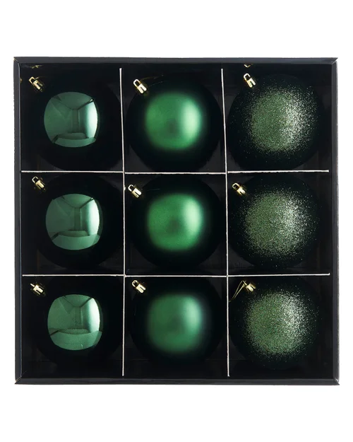 WeRChristmas Sage Green Shatterproof Christmas Baubles 9 Pack 10 Cm - No Size Image 1