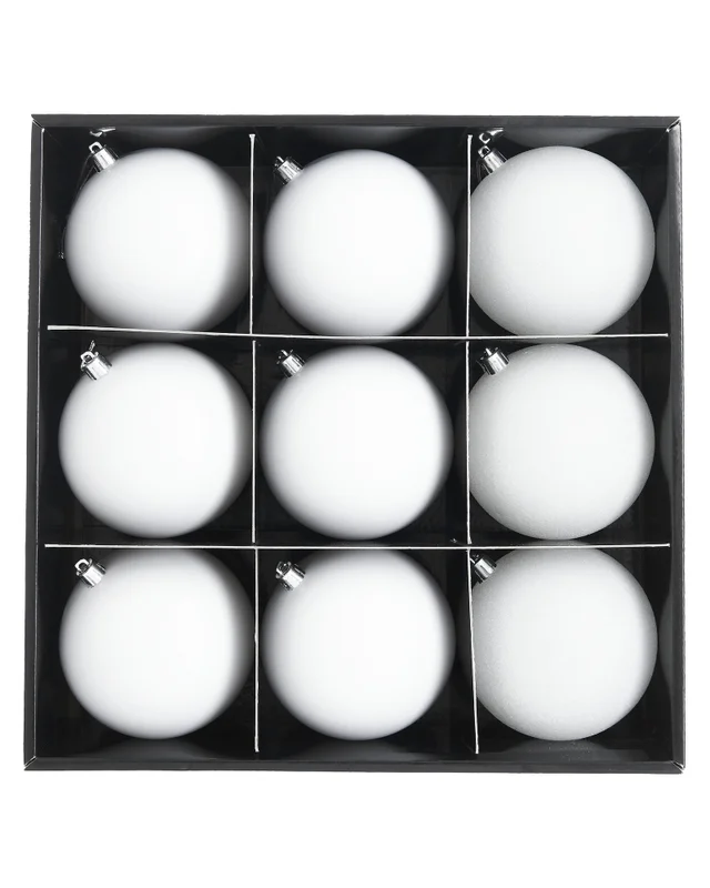 WeRChristmas White Shatterproof Christmas Baubles 9 Pack 10 Cm