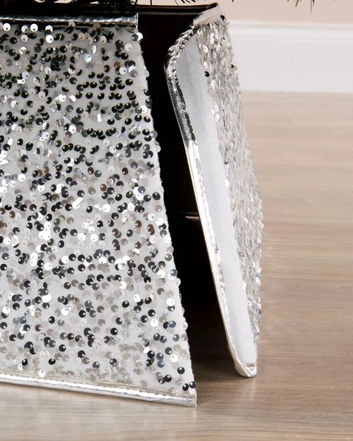 WeRChristmas Silver Square Sequin Christmas Tree Collar 36 Cm - No Size Image 4