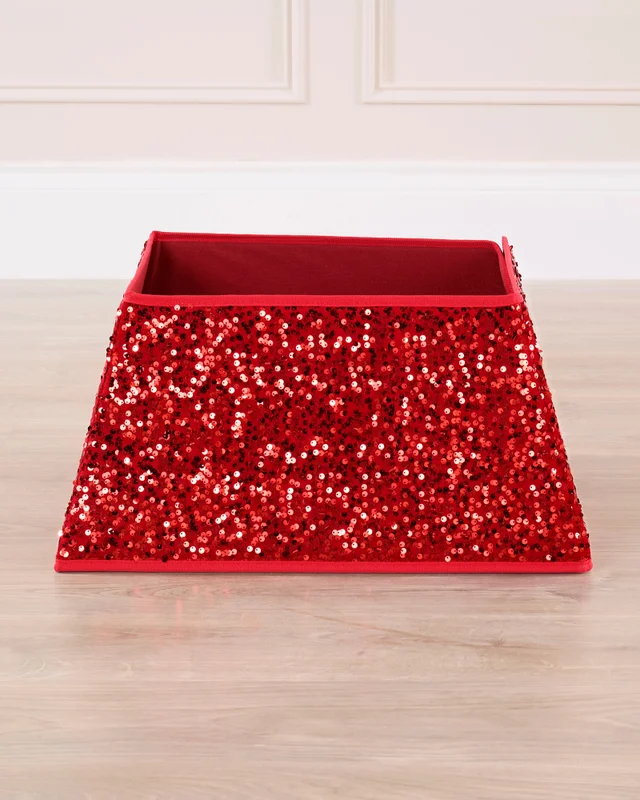 WeRChristmas Red Square Sequin Christmas Tree Collar 36 Cm