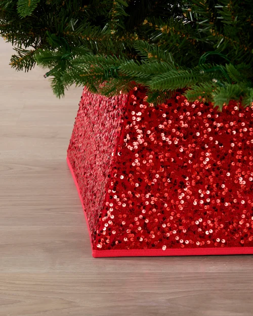 WeRChristmas Red Square Sequin Christmas Tree Collar 36 Cm - No Size Image 3