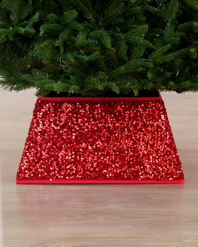 WeRChristmas Red Square Sequin Christmas Tree Collar 36 Cm