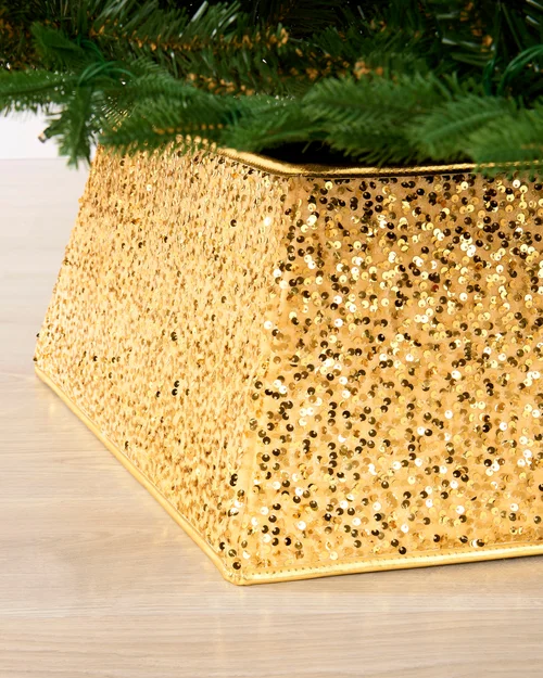 WeRChristmas Gold Square Sequin Christmas Tree Collar 36 Cm - No Size Image 2