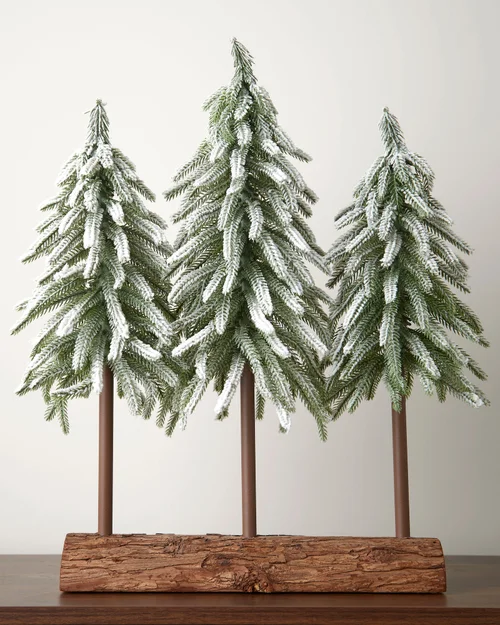 WeRChristmas Snow-Flocked Tree Trio With Log Base 50 Cm - No Size Image 2