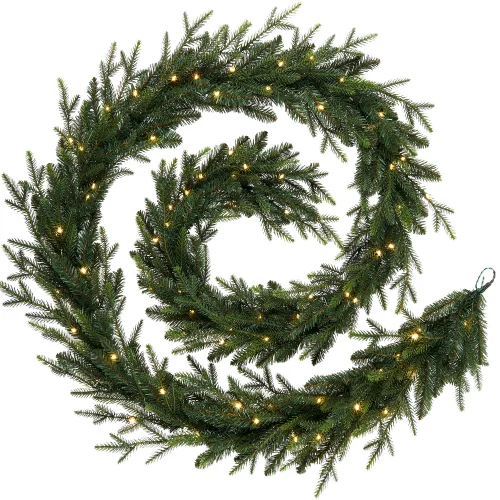 WeRChristmas Green Pre-Lit Douglas Fir Artificial Christmas Garland 150 Warm White Leds 18 Ft - One Size Image 1