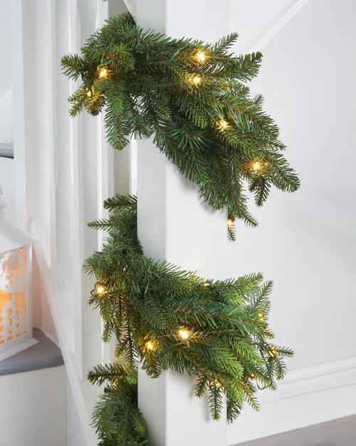 WeRChristmas Green Pre-Lit Douglas Fir Artificial Christmas Garland 150 Warm White Leds 18 Ft - One Size Image 2
