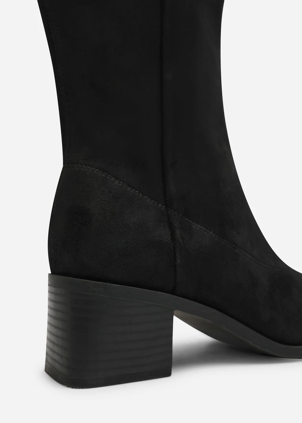 Where's That From Fioren Black Faux Suede Square Low Block Heel Stretch Ankle Sock Boot - 4 Image 5